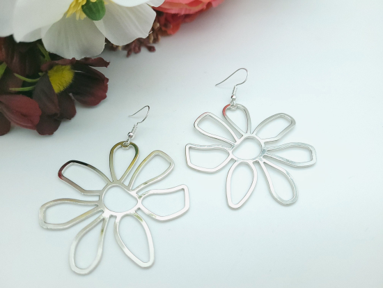 silber Blumen Ohrringe